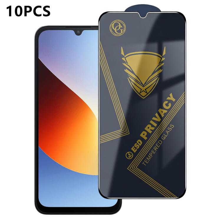 10pcs OG Golden Armor Anti-Static High-Aluminium Screen-Printed Privacy Tempered Glass Film, For Redmi K90 Max, For Xiaomi Poco C81x 4G, For Xiaomi Poco C81 Pro 4G, For Redmi R70m, For Redmi R70, For Xiaomi Poco C85x 5G, For Redmi 15a 5G               ...
