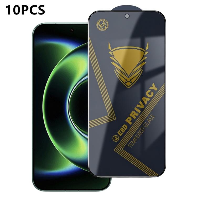 10pcs OG Golden Armor Anti-Static High-Aluminium Screen-Printed Privacy Tempered Glass Film, For Redmi K90 Max, For Xiaomi Poco C81x 4G, For Xiaomi Poco C81 Pro 4G, For Redmi R70m, For Redmi R70, For Xiaomi Poco C85x 5G, For Redmi 15a 5G               ...