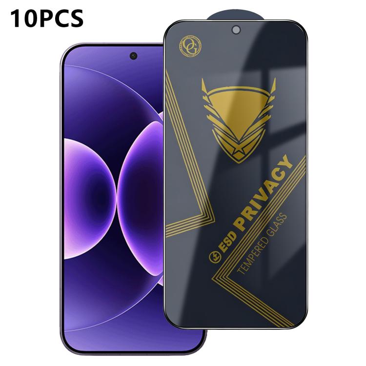 10pcs OG Golden Armor Anti-Static High-Aluminium Screen-Printed Privacy Tempered Glass Film, For Redmi K90 Max, For Xiaomi Poco C81x 4G, For Xiaomi Poco C81 Pro 4G, For Redmi R70m, For Redmi R70, For Xiaomi Poco C85x 5G, For Redmi 15a 5G               ...
