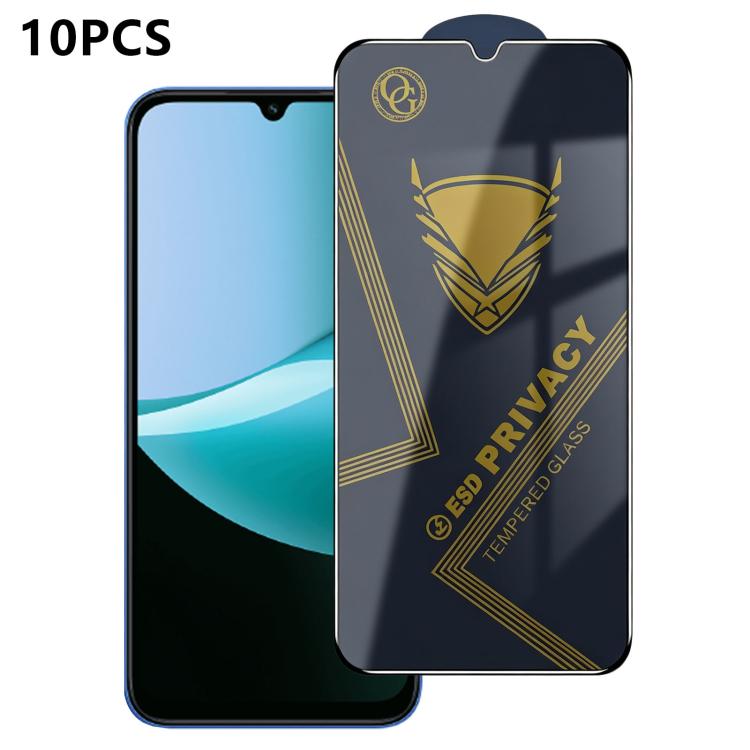 10pcs OG Golden Armor Anti-Static High-Aluminium Screen-Printed Privacy Tempered Glass Film, For Redmi K90 Max, For Xiaomi Poco C81x 4G, For Xiaomi Poco C81 Pro 4G, For Redmi R70m, For Redmi R70, For Xiaomi Poco C85x 5G, For Redmi 15a 5G               ...
