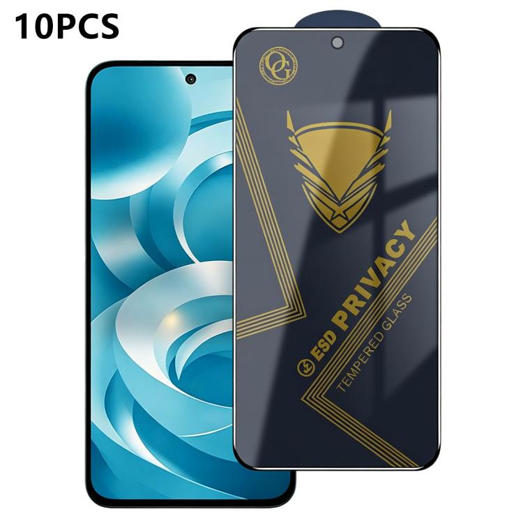 10pcs OG Golden Armor Anti-Static High-Aluminium Screen-Printed Privacy Tempered Glass Film, For Redmi K90 Max, For Xiaomi Poco C81x 4G, For Xiaomi Poco C81 Pro 4G, For Redmi R70m, For Redmi R70, For Xiaomi Poco C85x 5G, For Redmi 15a 5G               ...