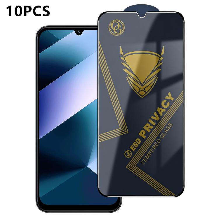 10pcs OG Golden Armor Anti-Static High-Aluminium Screen-Printed Privacy Tempered Glass Film, For Redmi K90 Max, For Xiaomi Poco C81x 4G, For Xiaomi Poco C81 Pro 4G, For Redmi R70m, For Redmi R70, For Xiaomi Poco C85x 5G, For Redmi 15a 5G               ...