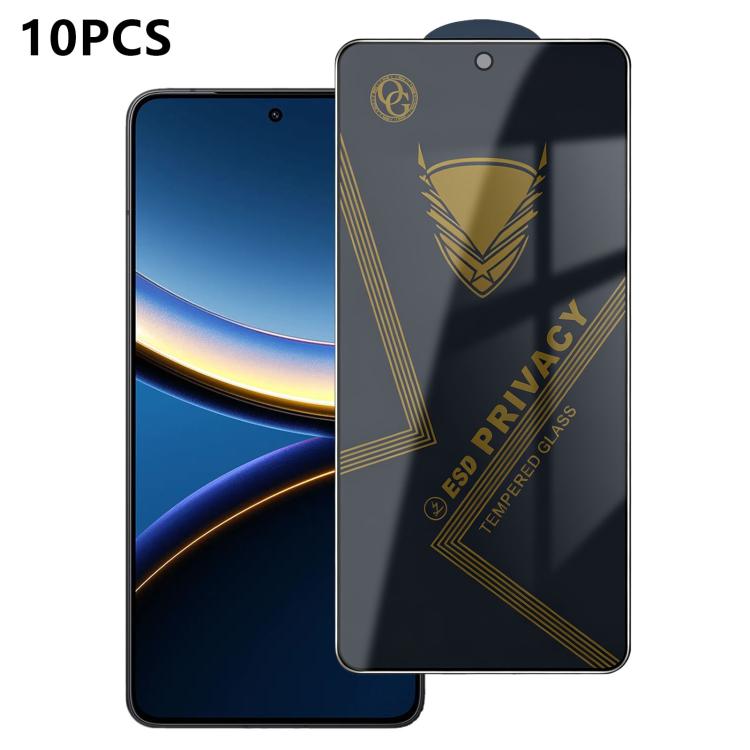 10pcs OG Golden Armor Anti-Static High-Aluminium Screen-Printed Privacy Tempered Glass Film, For Redmi K90 Max, For Xiaomi Poco C81x 4G, For Xiaomi Poco C81 Pro 4G, For Redmi R70m, For Redmi R70, For Xiaomi Poco C85x 5G, For Redmi 15a 5G               ...
