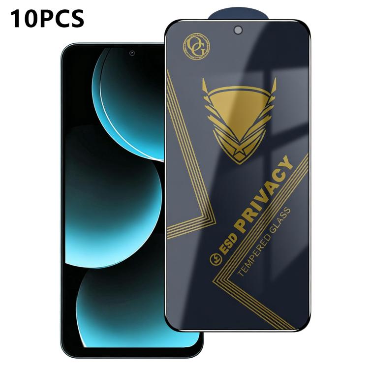 10pcs OG Golden Armor Anti-Static High-Aluminium Screen-Printed Privacy Tempered Glass Film, For Redmi K90 Max, For Xiaomi Poco C81x 4G, For Xiaomi Poco C81 Pro 4G, For Redmi R70m, For Redmi R70, For Xiaomi Poco C85x 5G, For Redmi 15a 5G               ...