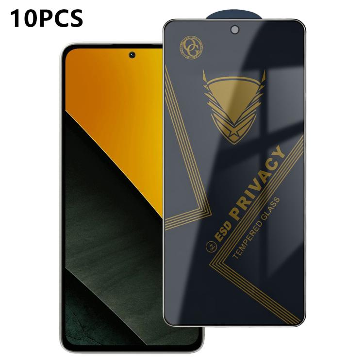 10pcs OG Golden Armor Anti-Static High-Aluminium Screen-Printed Privacy Tempered Glass Film, For Redmi K90 Max, For Xiaomi Poco C81x 4G, For Xiaomi Poco C81 Pro 4G, For Redmi R70m, For Redmi R70, For Xiaomi Poco C85x 5G, For Redmi 15a 5G               ...