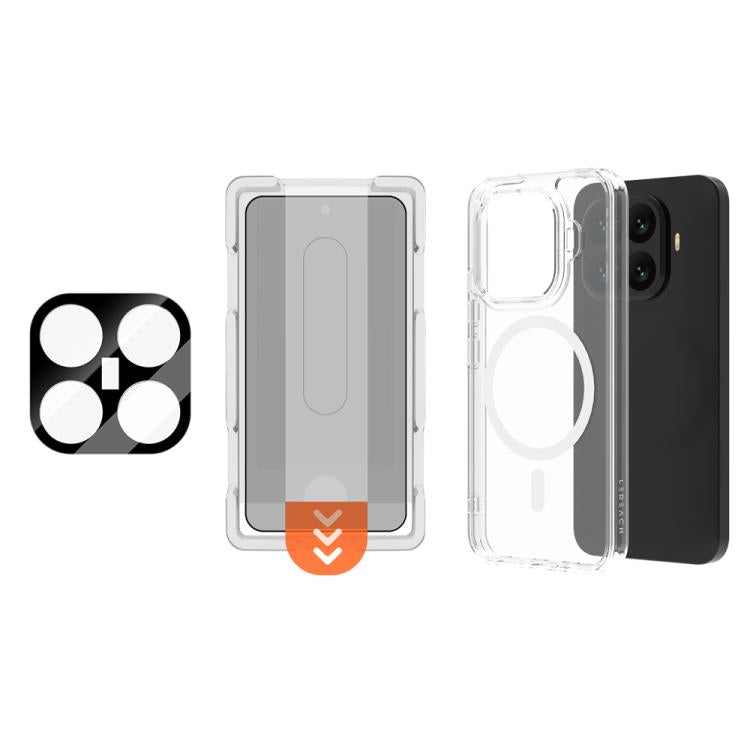 LeReach 3 in 1 Magnetic Phone Case with Lens Film & Screen Privacy Tempered Film, For Xiaomi 17T Pro 5G, For Xiaomi 17T 5G