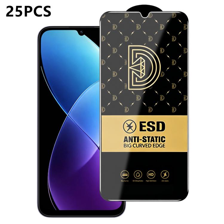 25pcs Royal Diamond Anti-Static Screen-Printed HD Tempered Glass Film, For Redmi K90 Max, For Xiaomi Poco C81x 4G, For Xiaomi Poco C81 Pro 4G, For Redmi R70m, For Redmi R70, For Xiaomi Poco C85x 5G, For Redmi 15a 5G, For Redmi A7 Pro 4G 171mm          ...