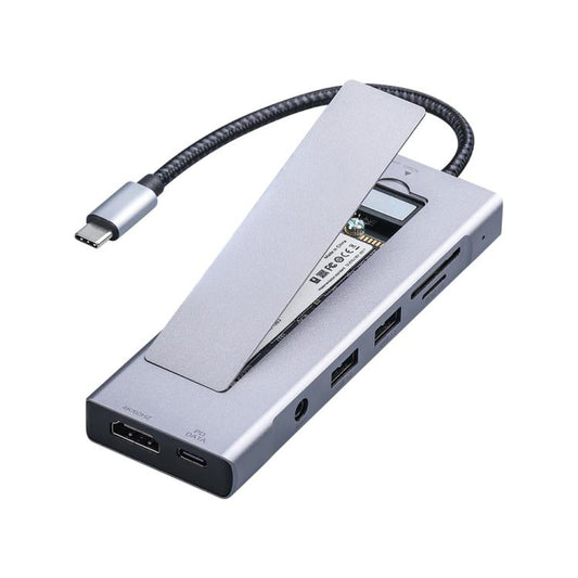 2605 4K HD M.2 NVMe Enclosure USB 3.2 Hub 8 in 1 Type-C Docking Station Card Reader, 2605