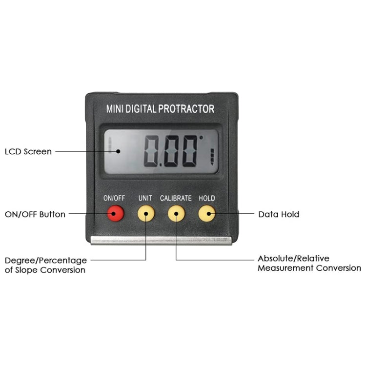 RZ2010 360 Degree Mini Digital Protractor Inclinometer Electronic Level Box Magnetic Base Measuring Tools