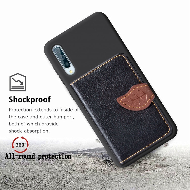 Litchi Pattern Card Bag Wallet Bracket + TPU Phone Case with Card Slot Wallet Bracket Function For Galaxy A50, Black, Green, Brown, Red, Blue