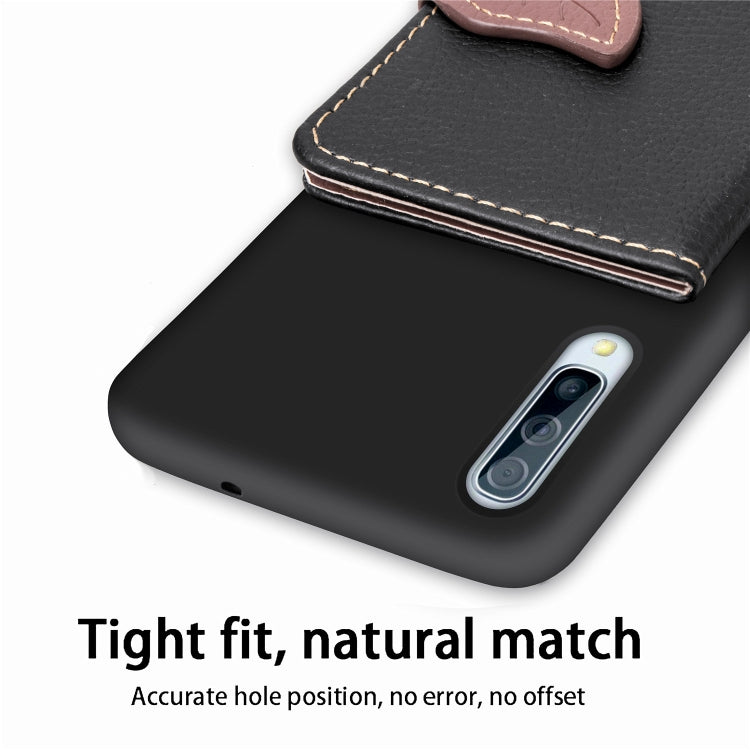 Litchi Pattern Card Bag Wallet Bracket + TPU Phone Case with Card Slot Wallet Bracket Function For Galaxy A50, Black, Green, Brown, Red, Blue