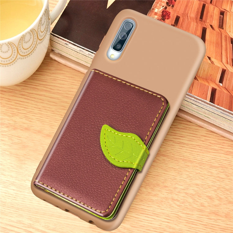 Litchi Pattern Card Bag Wallet Bracket + TPU Phone Case with Card Slot Wallet Bracket Function For Galaxy A50, Black, Green, Brown, Red, Blue