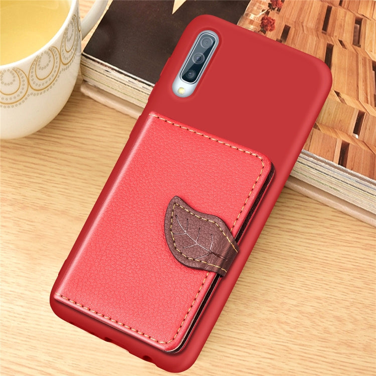 Litchi Pattern Card Bag Wallet Bracket + TPU Phone Case with Card Slot Wallet Bracket Function For Galaxy A50, Black, Green, Brown, Red, Blue