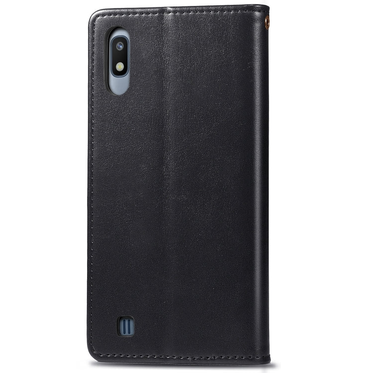 Retro Solid Color Leather Buckle Mobile Phone Protection Leather Case with Photo Frame & Card Slot & Wallet & Bracket Function for Galaxy A10, For Galaxy A10