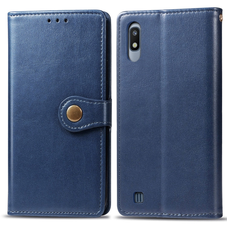 Retro Solid Color Leather Buckle Mobile Phone Protection Leather Case with Photo Frame & Card Slot & Wallet & Bracket Function for Galaxy A10, For Galaxy A10