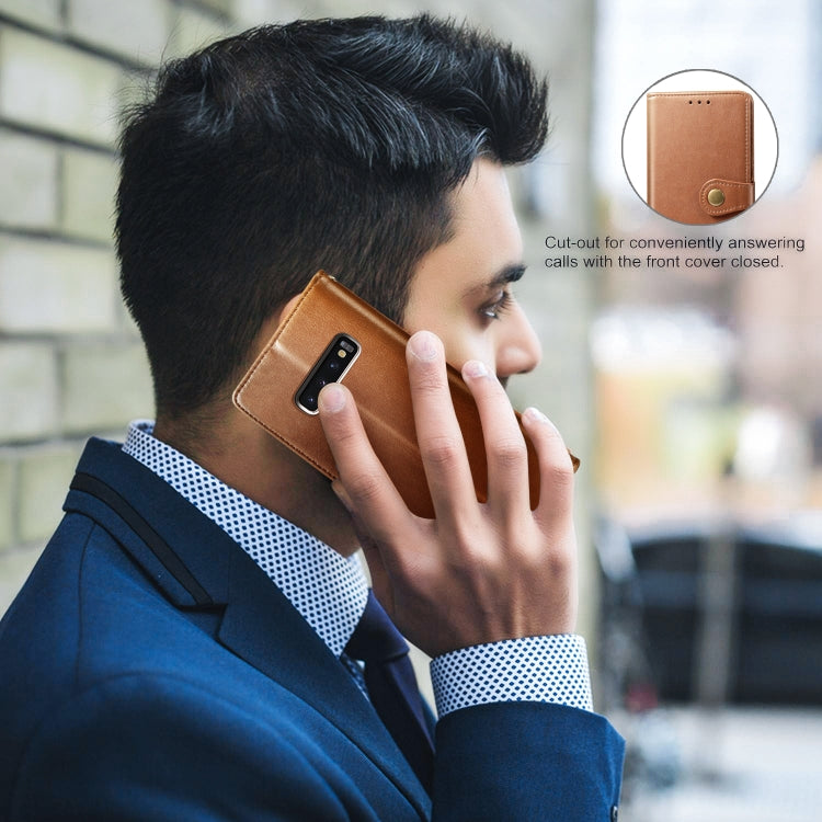 Retro Solid Color Leather Buckle Mobile Phone Protection Leather Case with Photo Frame & Card Slot & Wallet & Bracket Function for Galaxy S10 Plus, For Galaxy S10+
