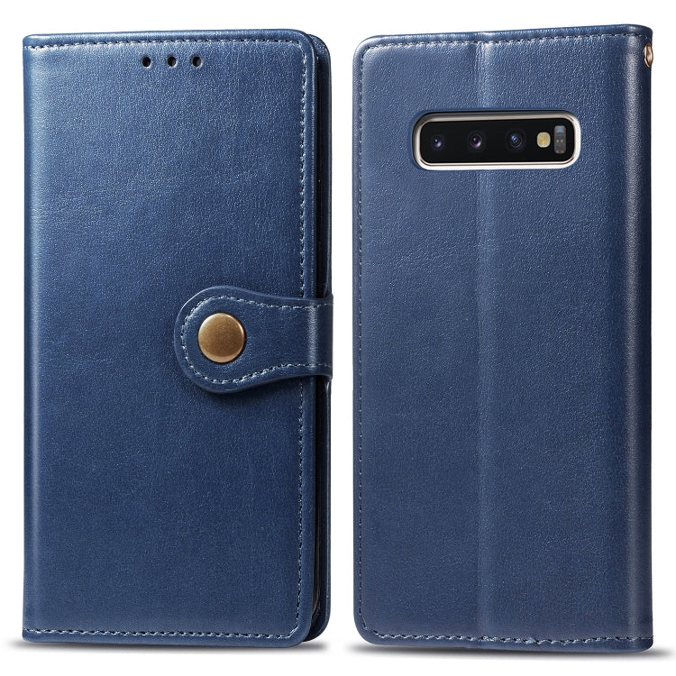 Retro Solid Color Leather Buckle Mobile Phone Protection Leather Case with Photo Frame & Card Slot & Wallet & Bracket Function for Galaxy S10 Plus, For Galaxy S10+