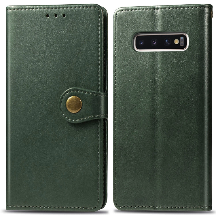 Retro Solid Color Leather Buckle Mobile Phone Protection Leather Case with Photo Frame & Card Slot & Wallet & Bracket Function for Galaxy S10 Plus, For Galaxy S10+
