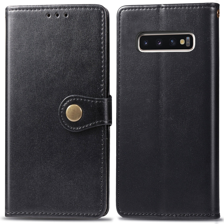 Retro Solid Color Leather Buckle Mobile Phone Protection Leather Case with Photo Frame & Card Slot & Wallet & Bracket Function for Galaxy S10, For Galaxy S10