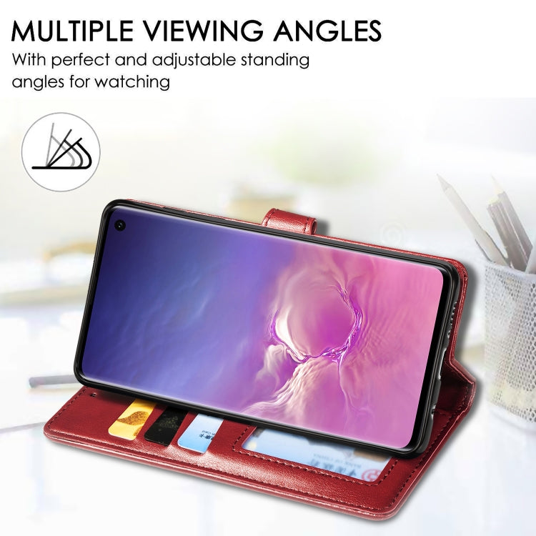 Retro Solid Color Leather Buckle Mobile Phone Protection Leather Case with Photo Frame & Card Slot & Wallet & Bracket Function for Galaxy S10, For Galaxy S10