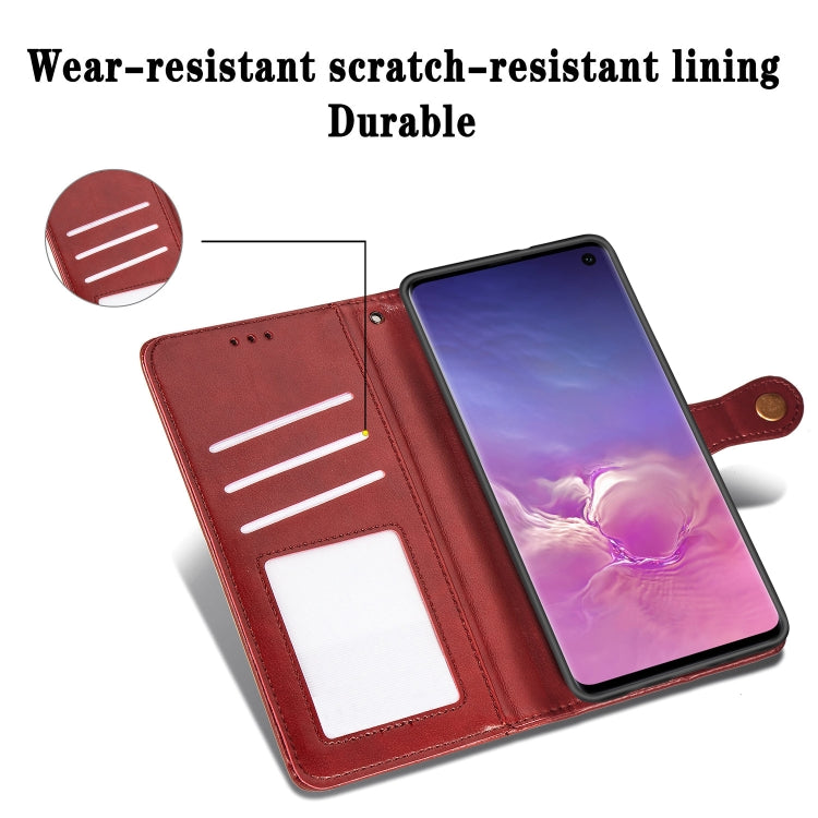 Retro Solid Color Leather Buckle Mobile Phone Protection Leather Case with Photo Frame & Card Slot & Wallet & Bracket Function for Galaxy S10, For Galaxy S10