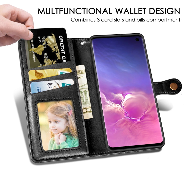 Retro Solid Color Leather Buckle Mobile Phone Protection Leather Case with Photo Frame & Card Slot & Wallet & Bracket Function for Galaxy S10, For Galaxy S10