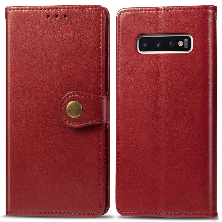 Retro Solid Color Leather Buckle Mobile Phone Protection Leather Case with Photo Frame & Card Slot & Wallet & Bracket Function for Galaxy S10, For Galaxy S10