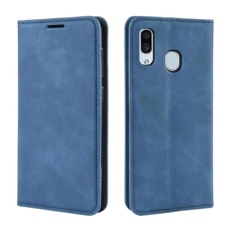 Retro-skin Business Magnetic Suction Leather Case with Purse-Bracket-Chuck For Galaxy A30, For Galaxy A30