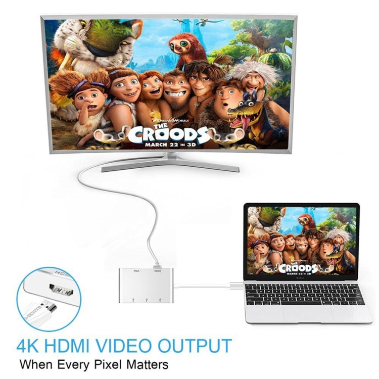 USB C to HDMI VGA USB Hub Adapter 5 in 1 USB 3.1 Converter for Laptop for MacBook,ChromeBook Pixel,Huawei MateBook, HDMI+VGA+3xUSB3.0 to Type-C