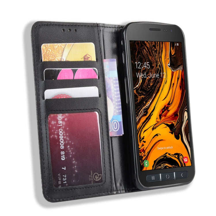 Magnetic Buckle Retro Crazy Horse Texture Horizontal Flip Leather Case for Galaxy Xcover 4s / Xcover 4  , with Holder & Card Slots & Photo Frame, For Galaxy Xcover 4s