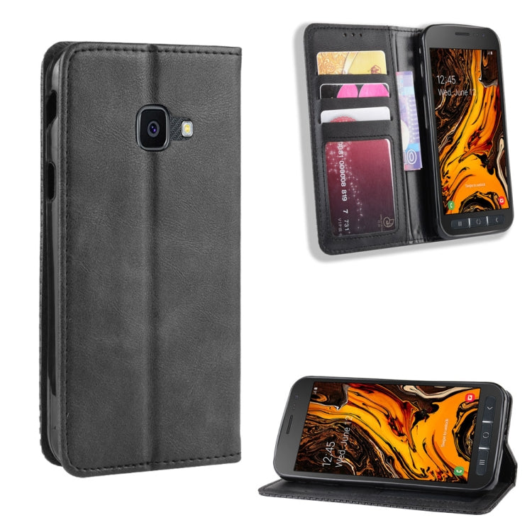 Magnetic Buckle Retro Crazy Horse Texture Horizontal Flip Leather Case for Galaxy Xcover 4s / Xcover 4  , with Holder & Card Slots & Photo Frame, For Galaxy Xcover 4s