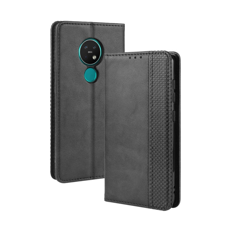 For Nokia 7.2 / Nokia 6.2 Magnetic Buckle Retro Crazy Horse Texture Horizontal Flip Leather Case , with Holder & Card Slots & Photo Frame