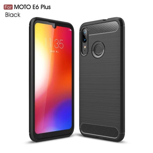For Moto E6 Plus Brushed Texture Carbon Fiber TPU Case, For Moto E6 Plus