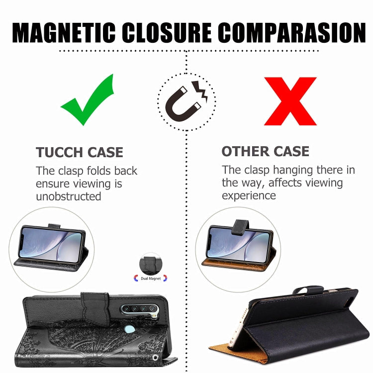 For Xiaomi Redmi Note 8  Butterfly Love Flower Embossed Horizontal Flip Leather Case with Bracket / Card Slot / Wallet / Lanyard, For Redmi Note 8