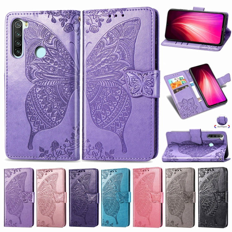 For Xiaomi Redmi Note 8  Butterfly Love Flower Embossed Horizontal Flip Leather Case with Bracket / Card Slot / Wallet / Lanyard, For Redmi Note 8