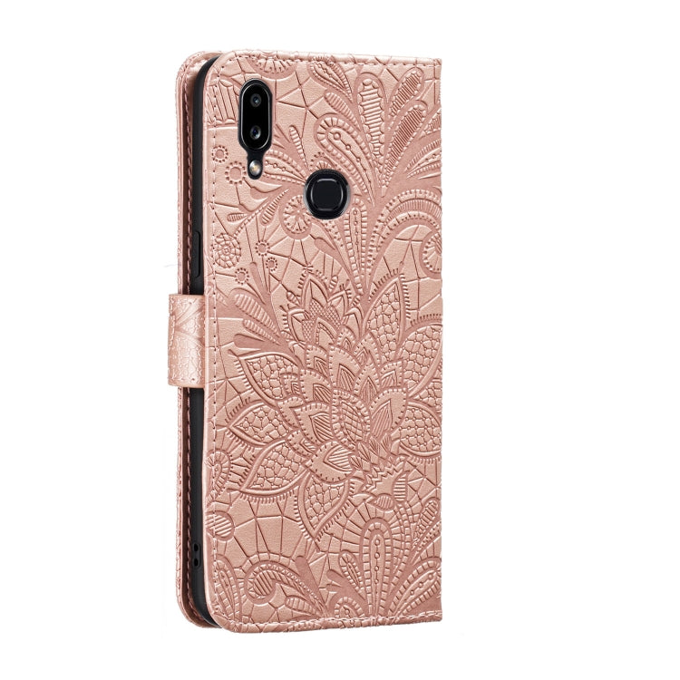 For Galaxy A10S Lace Flower Embossing Pattern Horizontal Flip Leather Case , with Holder & Card Slots & Wallet & Photo Frame & Lanyard, For Galaxy A10S