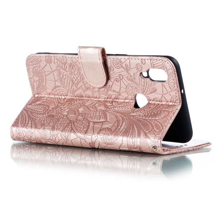 For Galaxy A10S Lace Flower Embossing Pattern Horizontal Flip Leather Case , with Holder & Card Slots & Wallet & Photo Frame & Lanyard, For Galaxy A10S