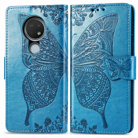 For Nokia 6.2 / 7.2 Butterfly Love Flower Embossed Horizontal Flip Leather Case with Bracket Lanyard Card Slot Wallet, For Nokia 6.2 / 7.2