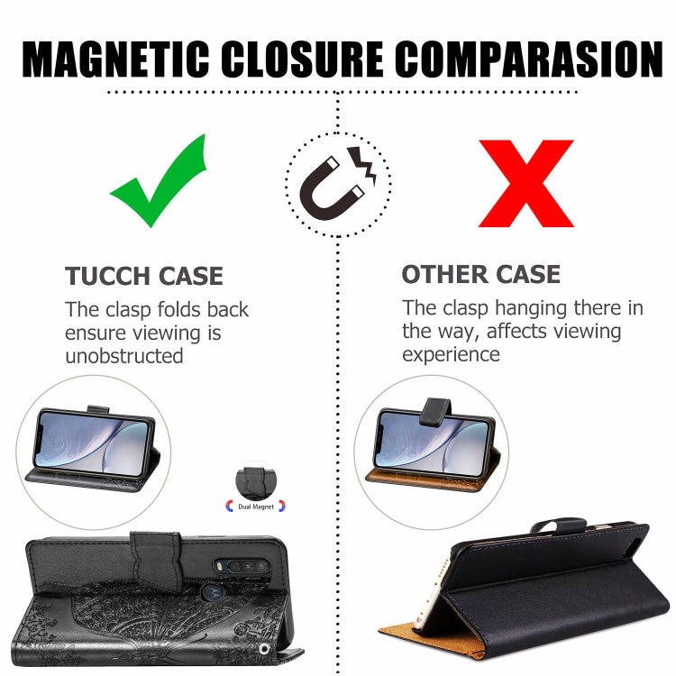 For Motorola One Action Butterfly Love Flower Embossed Horizontal Flip Leather Case with Bracket Lanyard Card Slot Wallet, For Motorola One Action