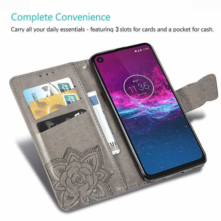 For Motorola One Action Butterfly Love Flower Embossed Horizontal Flip Leather Case with Bracket Lanyard Card Slot Wallet, For Motorola One Action