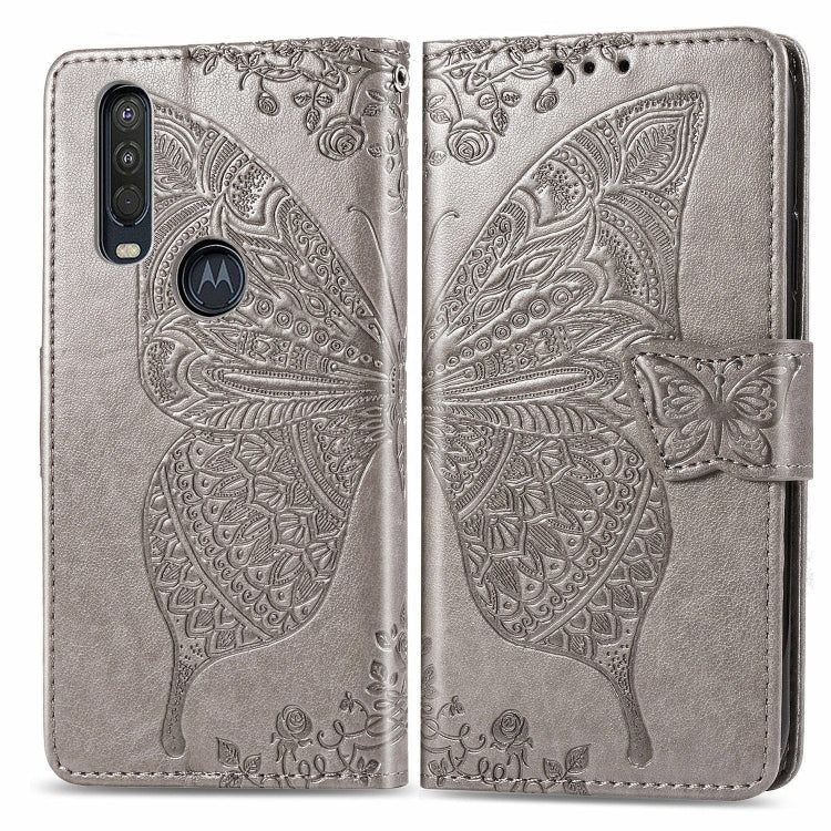 For Motorola One Action Butterfly Love Flower Embossed Horizontal Flip Leather Case with Bracket Lanyard Card Slot Wallet, For Motorola One Action