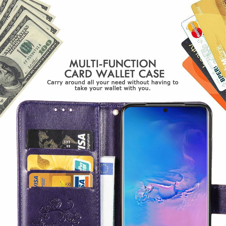 Lucky Clover Pressed Flowers Pattern Leather Case with Holder & Card Slots & Wallet & Hand Strap, For Galaxy S20+, For Galaxy Note10 Lite/A81/M60s, For Galaxy S20