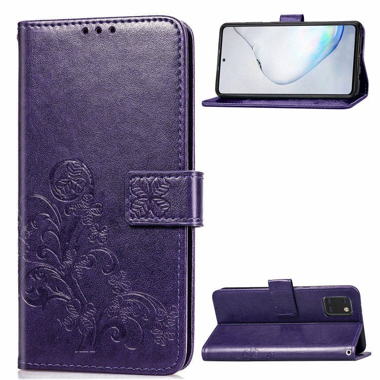 Lucky Clover Pressed Flowers Pattern Leather Case with Holder & Card Slots & Wallet & Hand Strap, For Galaxy S20+, For Galaxy Note10 Lite/A81/M60s, For Galaxy S20