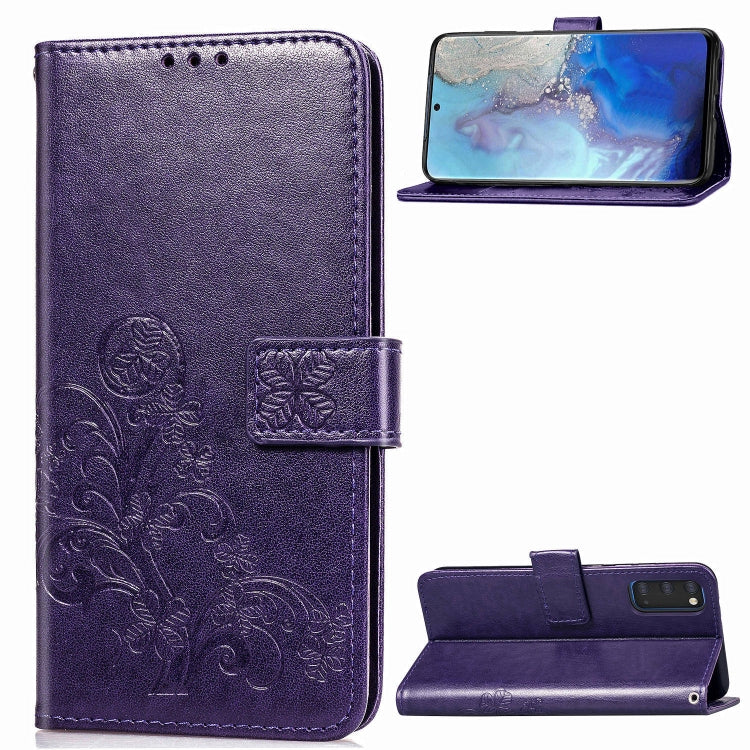 Lucky Clover Pressed Flowers Pattern Leather Case with Holder & Card Slots & Wallet & Hand Strap, For Galaxy S20+, For Galaxy Note10 Lite/A81/M60s, For Galaxy S20