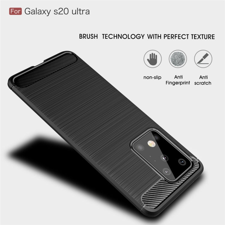 For Galaxy S20 Ultra Brushed Texture Carbon Fiber TPU Case, For Galaxy S20 Ultra