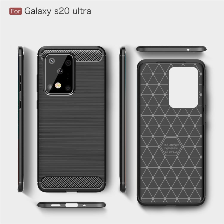 For Galaxy S20 Ultra Brushed Texture Carbon Fiber TPU Case, For Galaxy S20 Ultra