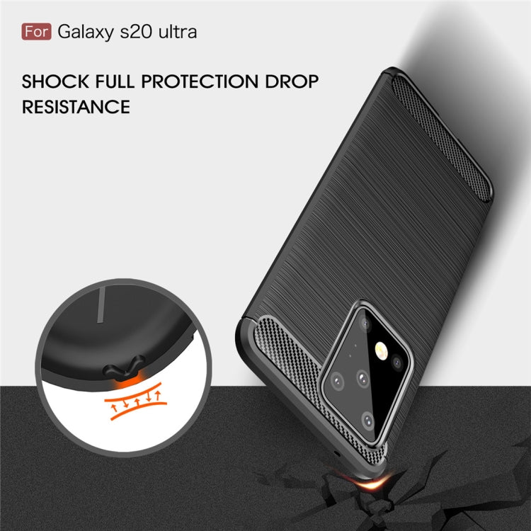 For Galaxy S20 Ultra Brushed Texture Carbon Fiber TPU Case, For Galaxy S20 Ultra
