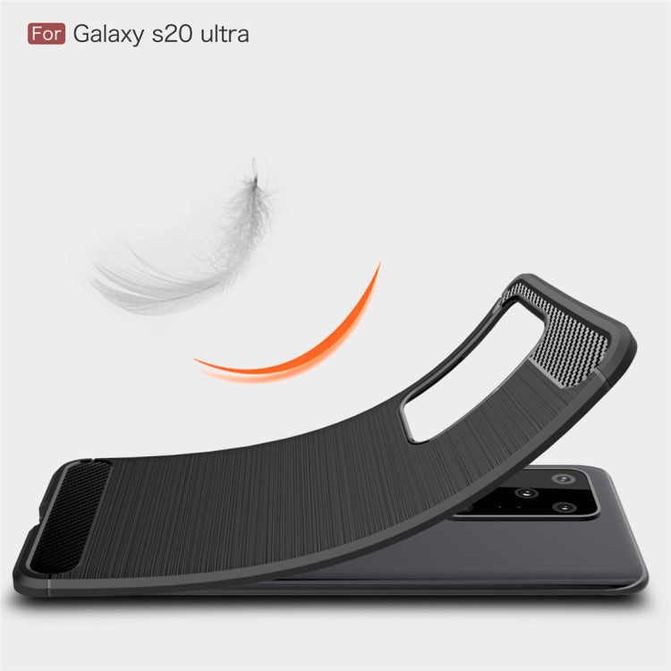 For Galaxy S20 Ultra Brushed Texture Carbon Fiber TPU Case, For Galaxy S20 Ultra