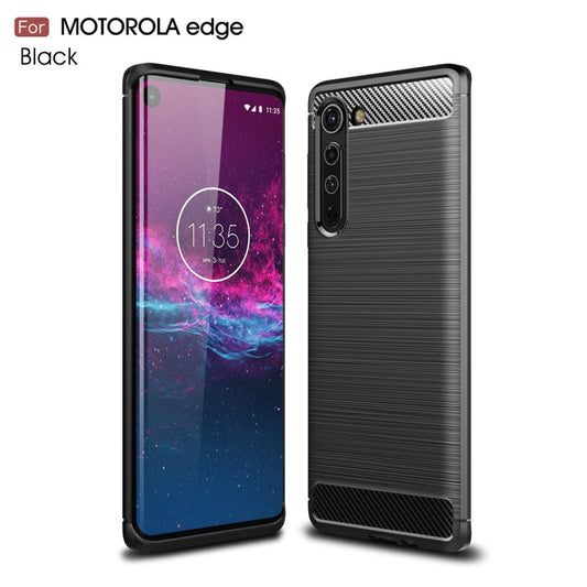 For Motorola Moto Edge Brushed Texture Carbon Fiber TPU Case, For Motorola Moto Edge