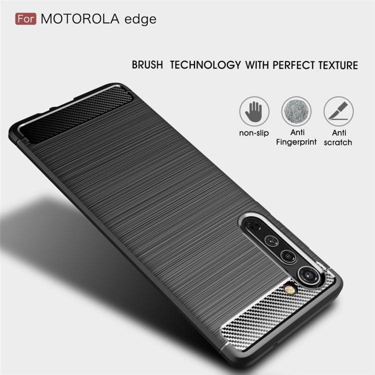 For Motorola Moto Edge Brushed Texture Carbon Fiber TPU Case, For Motorola Moto Edge